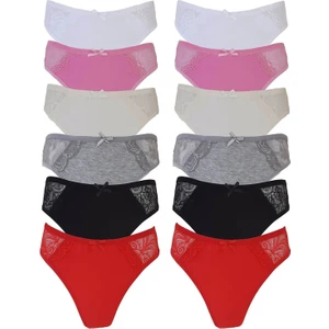 12'li Paket Tutku 0515 Firuze Dantelli Bayan Elastan Bikini Külot
