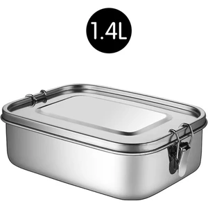 1 Adet 1400 Ml Paslanmaz Çelik Öğle Yemeği Konteyner Bento Gıda Konteyner Snack Gıda Saklama Kabı Sızdırmaz Akşam Yemeği Öğle Yemeği Kutusu | Öğle Yemeği Kutuları (Yurt Dışından)