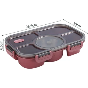 1 Adet Kırmızı Taşınabilir Öğle Yemeği Kutusu Çocuklar Için Plastik Gıda Saklama Kabı Mikrodalga Bento Kutusu Çorba Kasesi Kamp Piknik Mutfak Gıda KutusuÖğle Yemeği Kutuları (Yurt Dışından)