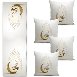 Real Homes Hilal Tasarımlı Ramazan Motifli Modern Runner & Kırlent Kılıfı Seti