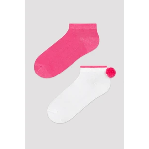 Mix Fluffy Ponpon 2li Patik Çorap