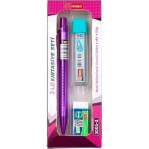 0,7 mm Verastil Kalem + Kalem Ucu + Silgi Kırtasiye Seti 3005-3