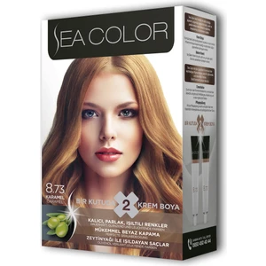 Sea Color 2 Tüp Krem Saç Boyası Seti Karamel No 8 73