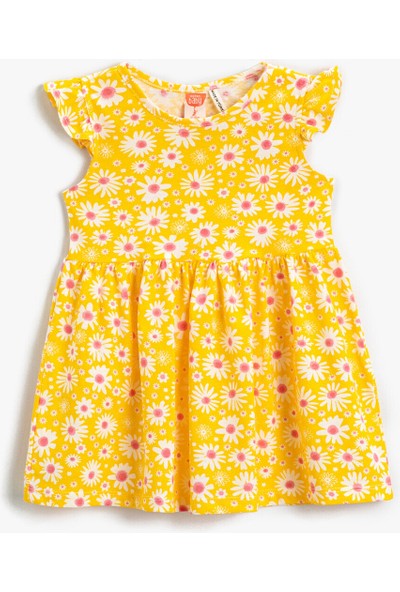 Koton Kız Bebek Çiçek Baskılı Elbise Pamuklu