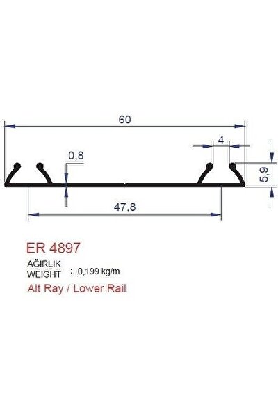Sürme Kapak Alt Ray Profili ER4897 Pres 2,5 Metre