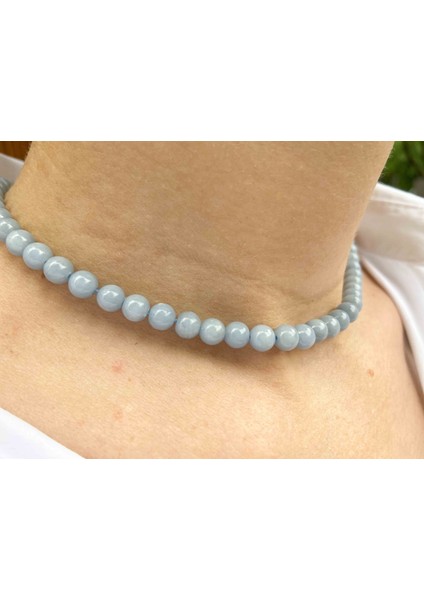 Angelite Taşı Doğaltaş Kolye 8 mm fiyatları