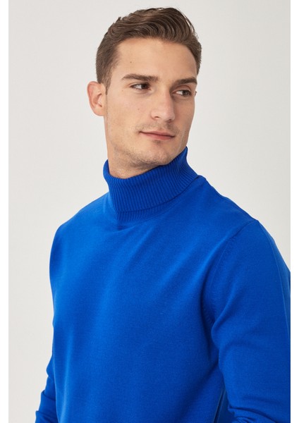 ALTINYILDIZ CLASSICS Erkek Saks Mavi Standart Fit Normal Kesim Tüylenme Yapmayan Tam Balıkçı Yaka Triko Kazak fırsatları