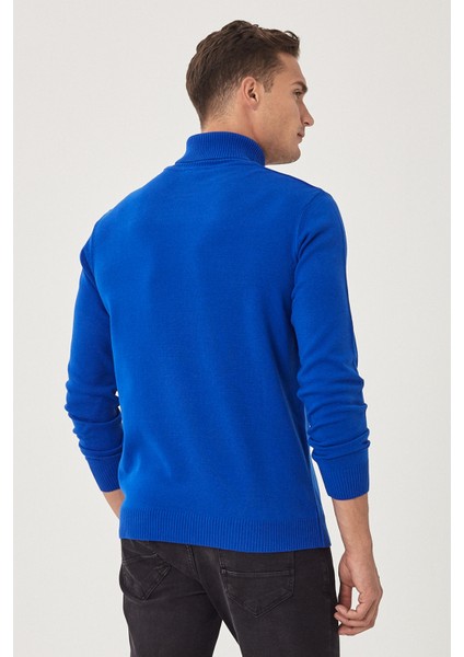 ALTINYILDIZ CLASSICS Erkek Saks Mavi Standart Fit Normal Kesim Tüylenme Yapmayan Tam Balıkçı Yaka Triko Kazak indirimleri