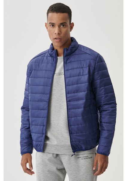 Erkek Indigo Standart Fit Ultra Hafif Soğuk Geçirmez Casual Mont