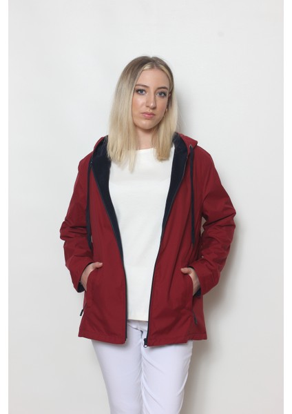 Kadın Bordo Içi Polar Mont