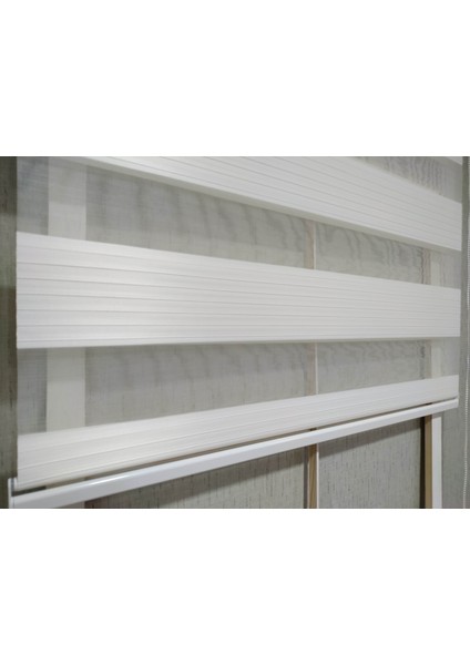 Düz Geniş Piliseli Krem Zebra Perde & Stor Perde modelleri