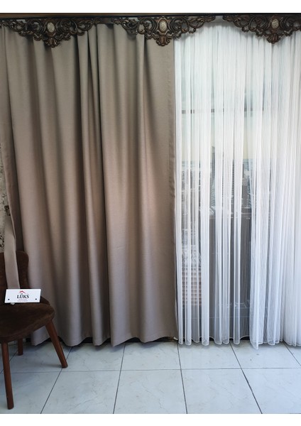 Lüks Bej Blackout Keten Karartma Pilesiz Fon Perde En 225. Boy 265. indirimleri