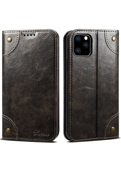 Apple iPhone 11 Pro Max Için 055 Serisi Çizilmeye Düşmeye Dayanıklı Pu Deri+Tpu Cüzdan Tasarımlı Standlı Telefon Kılıfı - Siyah (Yurt Dışından)