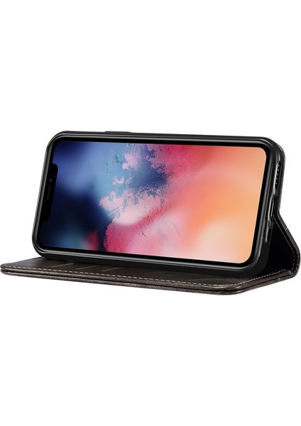Apple iPhone 11 Pro Max Için 055 Serisi Çizilmeye Düşmeye Dayanıklı Pu Deri+Tpu Cüzdan Tasarımlı Standlı Telefon Kılıfı - Siyah (Yurt Dışından)
