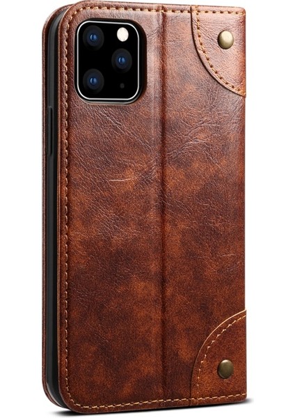 Apple iPhone 11 Pro Için 055 Serisi Çizilmeye Düşmeye Dayanıklı Pu Deri+Tpu Cüzdan Tasarımlı Standlı Telefon Kılıfı - Haki (Yurt Dışından) modelleri
