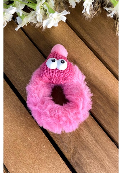 Bere Figürlü Peluş Lastik Toka Pembe SBT428