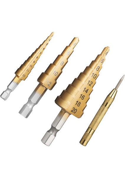 Hss 4 Adet Titanyum Adım Matkap Ucu Seti Yüksek Hızlı