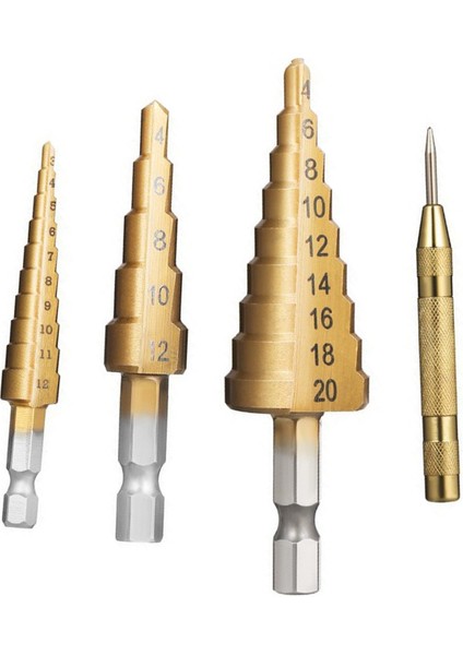 Hss 4 Adet Titanyum Adım Matkap Ucu Seti Yüksek Hızlı fiyatları