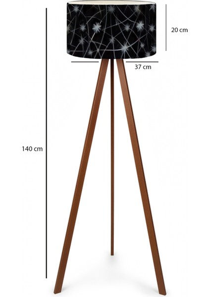 Silver Yıldızlı Siyah Başlıklı Tripod Lambader