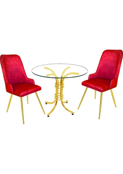 Buket Yuvarlak Gold Cam - Çırağan Gold Fiskos Seti - Bordo