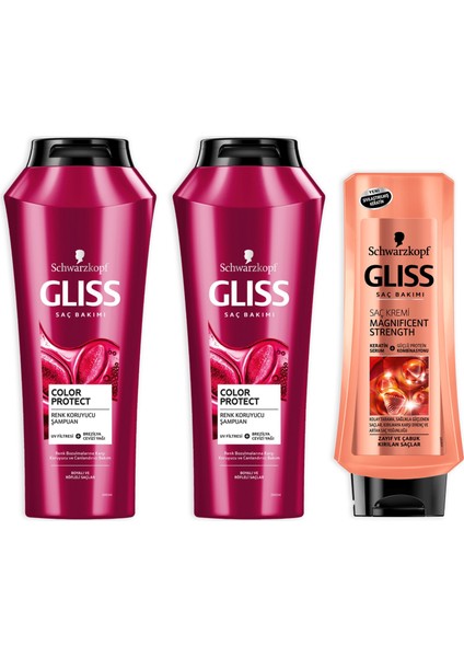 Color Protect Şampuan 500ML + 360ML + Gliss Magnificent Saç Kremi 400ML