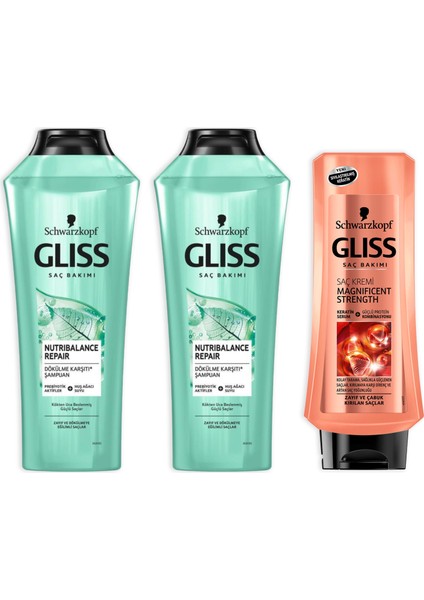Nutribalance Repair Şampuan 500ML X2 + Gliss Magnificent Saç Kremi 400ML