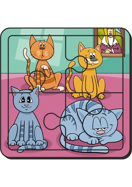 Kedi, Helikopter, Aydede ve Fil, Arı 4 Parça 4'lü Yapboz Ilk Puzzle, Kolay Puzzle 4PUZZ1660