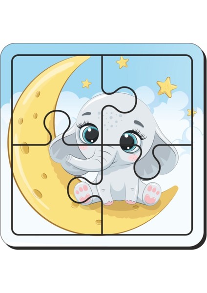 Kedi, Helikopter, Aydede ve Fil, Arı 4 Parça 4'lü Yapboz Ilk Puzzle, Kolay Puzzle 4PUZZ1660