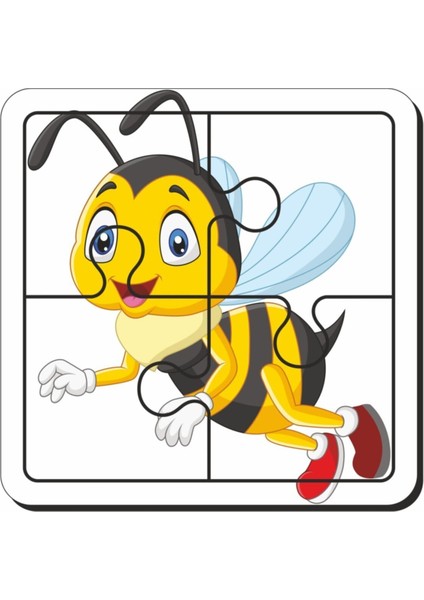 Kedi, Helikopter, Aydede ve Fil, Arı 4 Parça 4'lü Yapboz Ilk Puzzle, Kolay Puzzle 4PUZZ1660