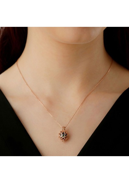 925 Ayar Gümüş Siyah Inci Lotus Kafes Kolye fiyatları