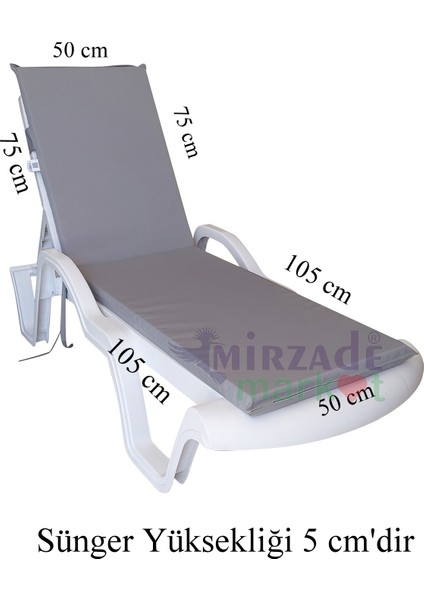 Şezlong Minderi Standart Su Geçirmez Malzeme-Açık Gri