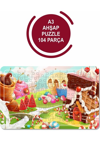 Şeker, Meyve, Çikolatalı A3 104 Parça Puzzle, Oyuncak, Yapboz