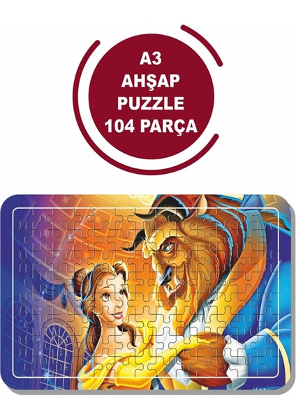 Güzel ve Çirkin A3 104 Parça Puzzle, Oyuncak, Yapboz