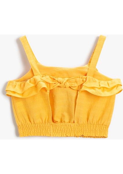 Kız Çocuk Askılı Crop Bluz Pamuklu