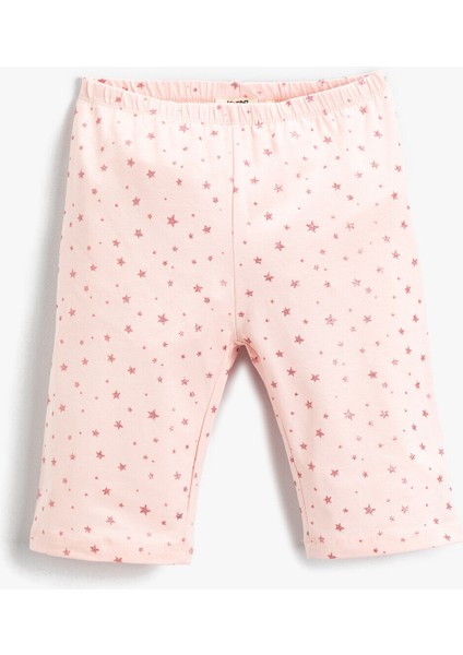 Kız Çocuk Yıldız Baskılı Midi Tayt Pamuklu