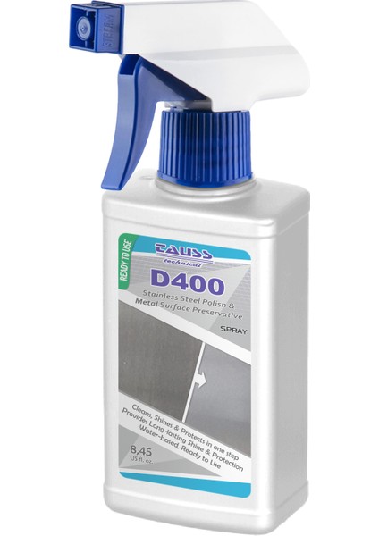 D-400 / SPRAY (Kullanıma Hazır Paslanmaz Çelik Yüzey Parlatıcı) 250 ml
