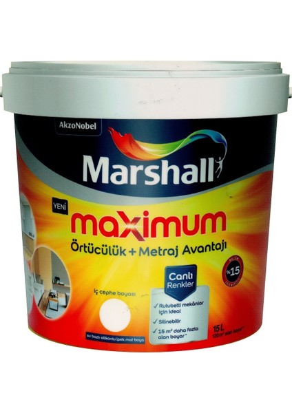 Maximum Silikonlu Silinebilir Iç Cephe Boyası 15 Lt