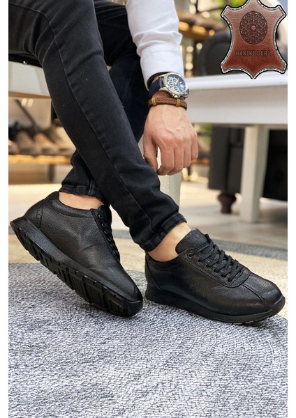 Siyah Hakiki Deri Erkek Spor Ayakkabı Platform Taban fiyatları