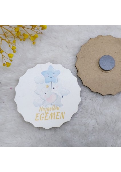 30 Adet Ahşap Bebek Magnetleri Fil Baskılı