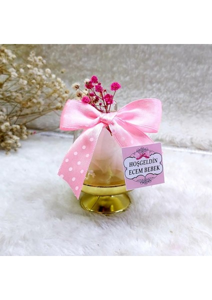30 Adet Çiçeçkli Fanus Pembe Kız Bebek Şekeri