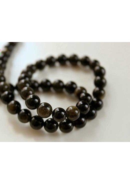 Golden & Siyah Obsidyen Taşı Dizi 8mm