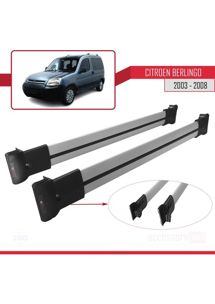 Citroen Berlingo 2003-2008 Arası Ara Atkı Tavan Barı Gri