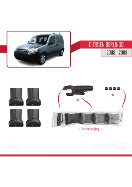 Citroen Berlingo 2003-2008 Arası Ara Atkı Tavan Barı Gri