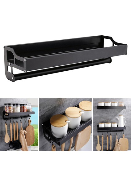 Duvara Monte Edilebilir Alüminyum Mutfak Araç Gereçleri İçin Raf - Siyah (Yurt Dışından) fırsatları