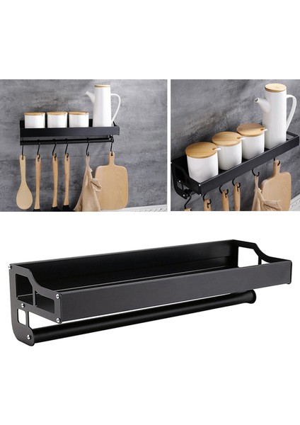 Duvara Monte Edilebilir Alüminyum Mutfak Araç Gereçleri İçin Raf - Siyah (Yurt Dışından) indirimleri