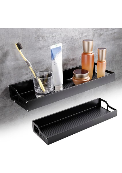 Duvara Monte Yüzer Raflar Ekran Duş Için Alüminyum Siyah Organize L indirimleri