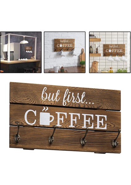 Ahşap Kahve Kupa Tutucu Aksesuarları Duvara Monte Kupa Depolama Ev Mutfak Için modelleri