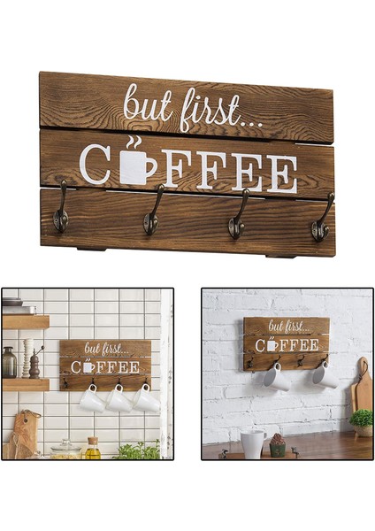 Ahşap Kahve Kupa Tutucu Aksesuarları Duvara Monte Kupa Depolama Ev Mutfak Için indirimleri