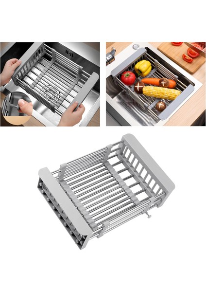 Meyve Sebzeler Için Ayarlanabilir Bulaşık Kurutma Raf Teleskopik Drenaj Sepetleri indirimleri