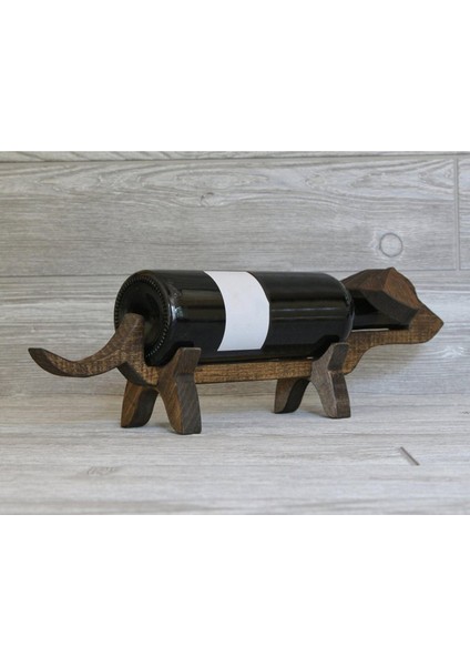 Dachshund Şarap Rafı Ahşap Şarap Şişesi Depolama Ekran Tutucu Koyu Kahverengi fırsatları